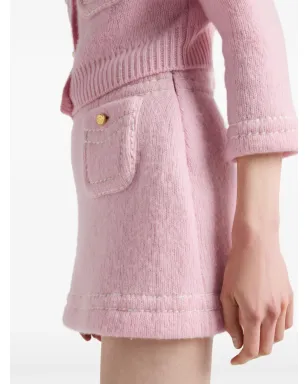Prada トライアングルロゴ カシミア ミニスカート - ピンク - サムネイル5