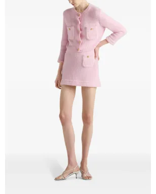 Prada トライアングルロゴ カシミア ミニスカート - ピンク - サムネイル2