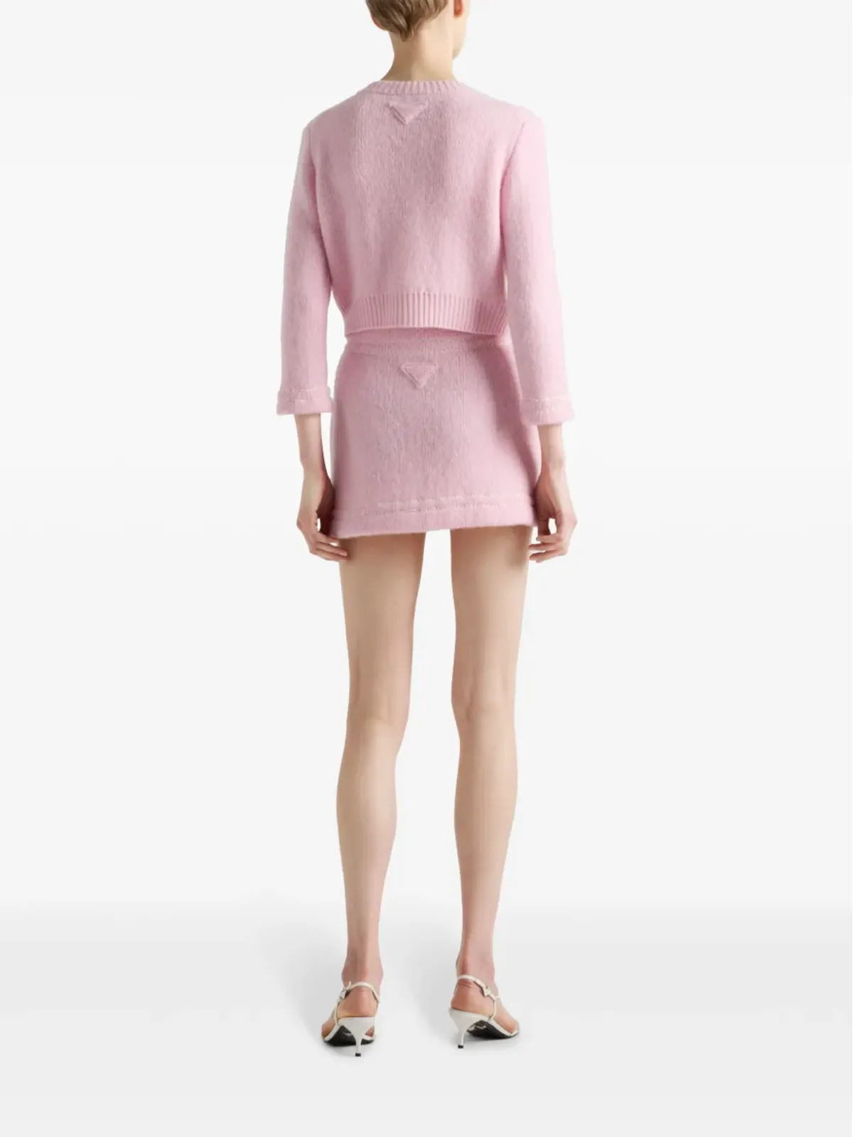 Prada トライアングルロゴ カシミア ミニスカート - ピンク - 画像3