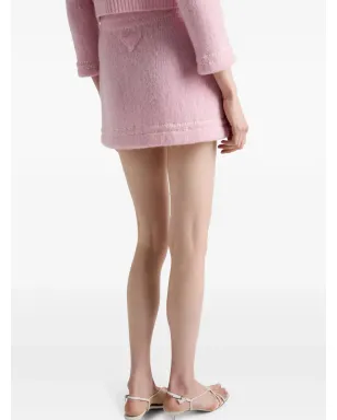 Prada トライアングルロゴ カシミア ミニスカート - ピンク - サムネイル4