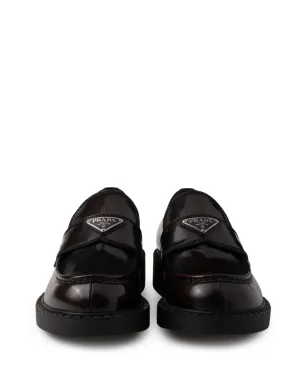Prada チョコレート ロゴプレート レザーローファー - ブラウン - サムネイル5