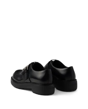 Prada ブラッシュドレザー バックル付きダービーシューズ ブラック - サムネイル3