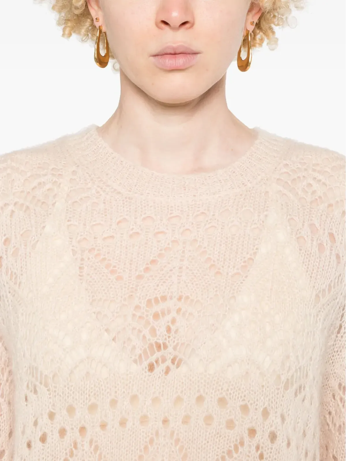 TWINSET オープンワーククロシェ編みセーター - ニュートラルカラー - 画像5