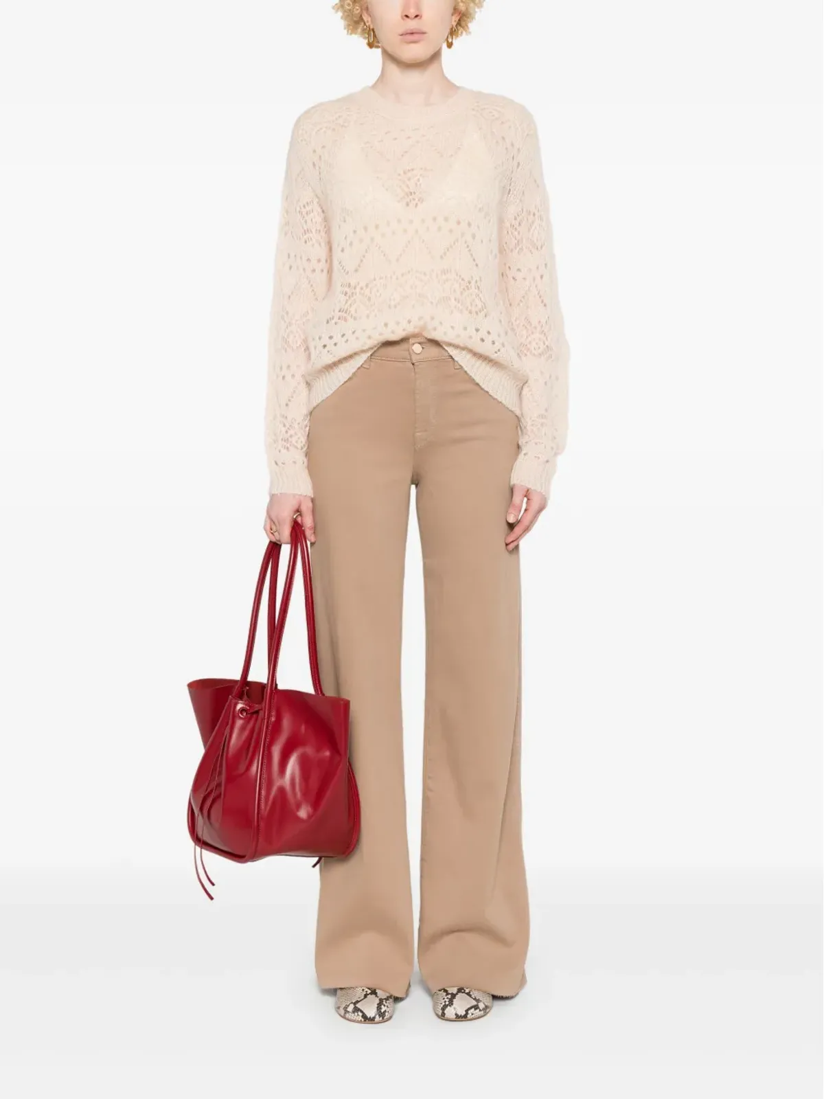 TWINSET オープンワーククロシェ編みセーター - ニュートラルカラー - 画像2