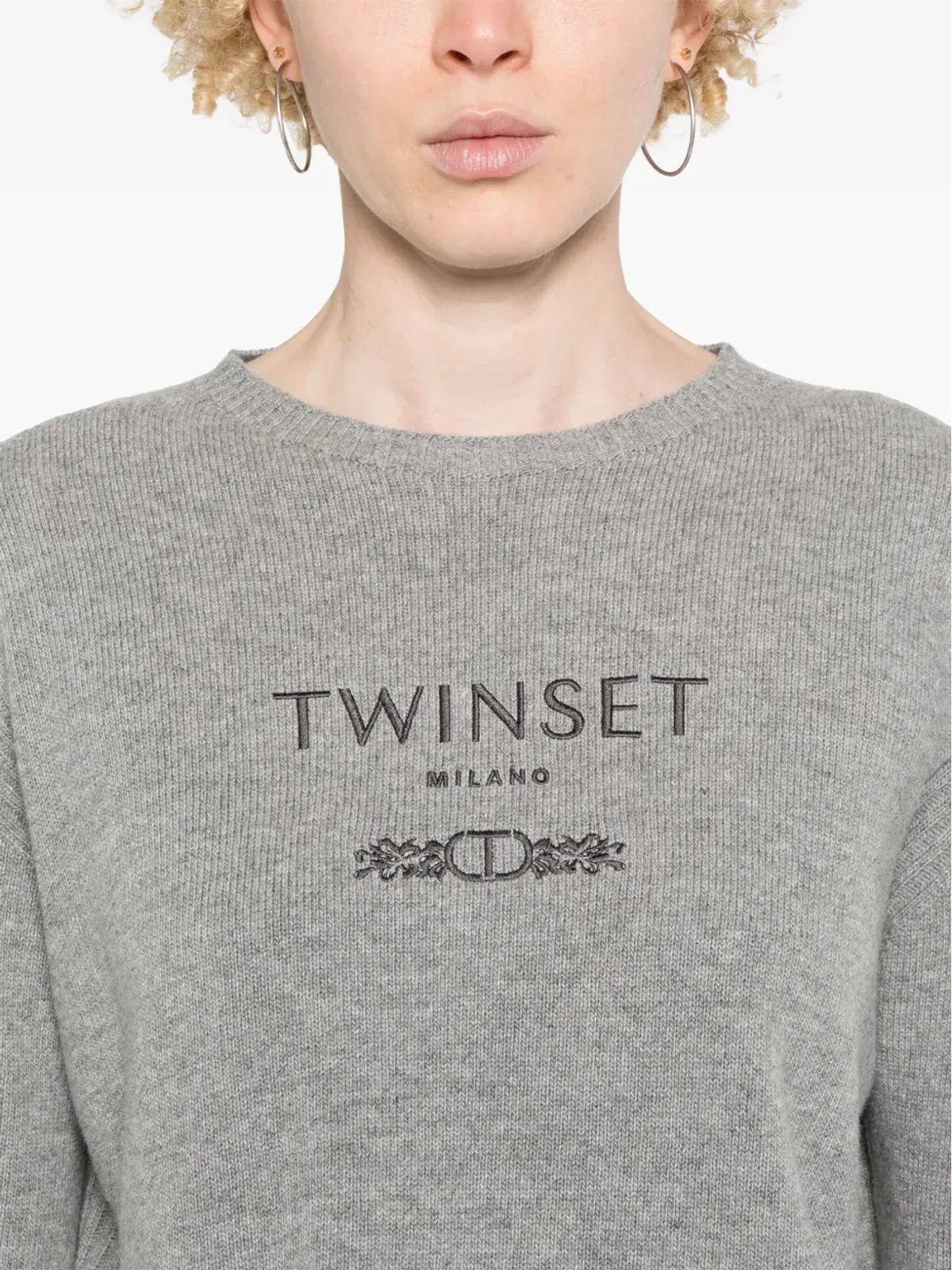TWINSET ロゴ刺繍入りニットセーター - グレー - 画像5