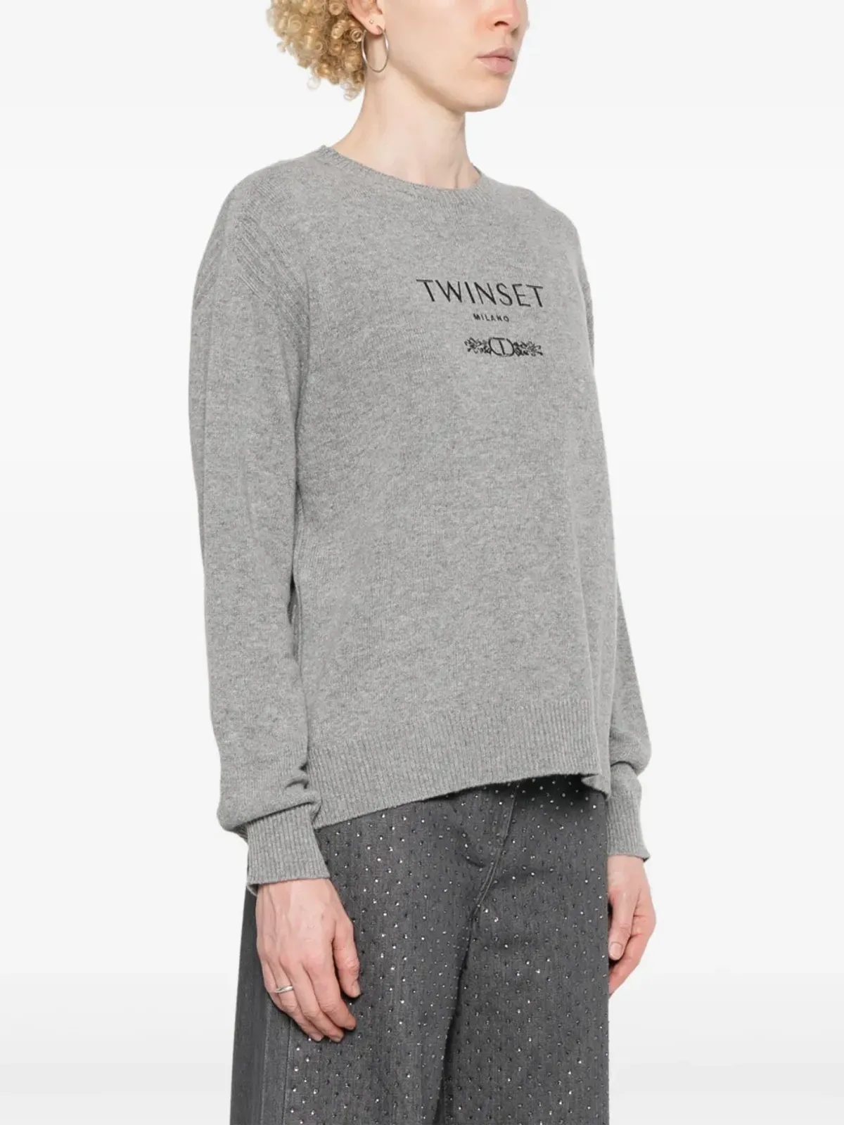TWINSET ロゴ刺繍入りニットセーター - グレー - 画像3