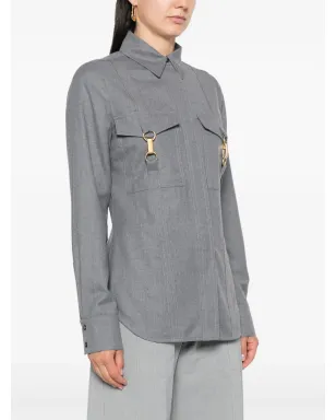 Stella McCartney クラスプ装飾ウールシャツ - グレー - サムネイル3