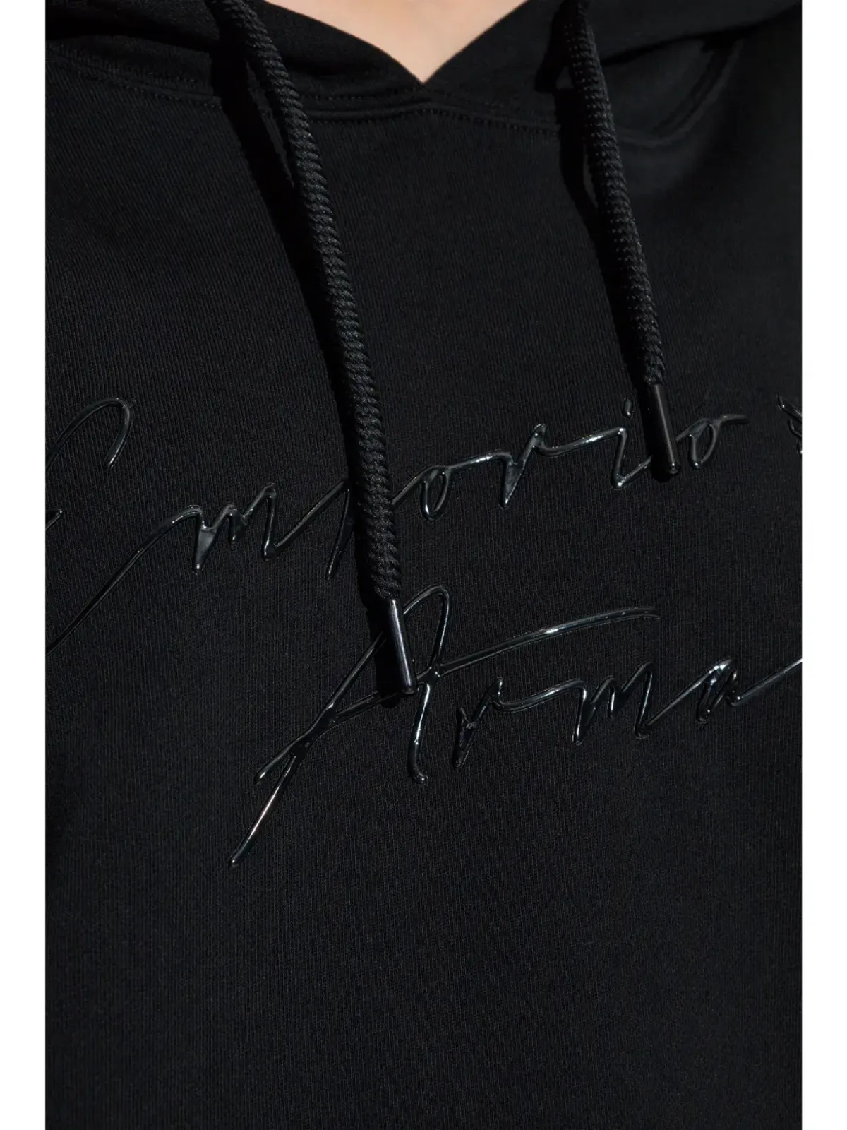 Emporio Armani ロゴプリント コットン フーディー - ブラック - 画像5