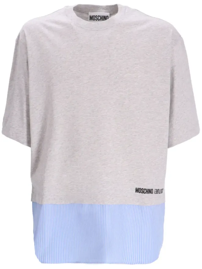 Moschino Moschino ツートーン ロゴプリント Tシャツ グレーの商品画像