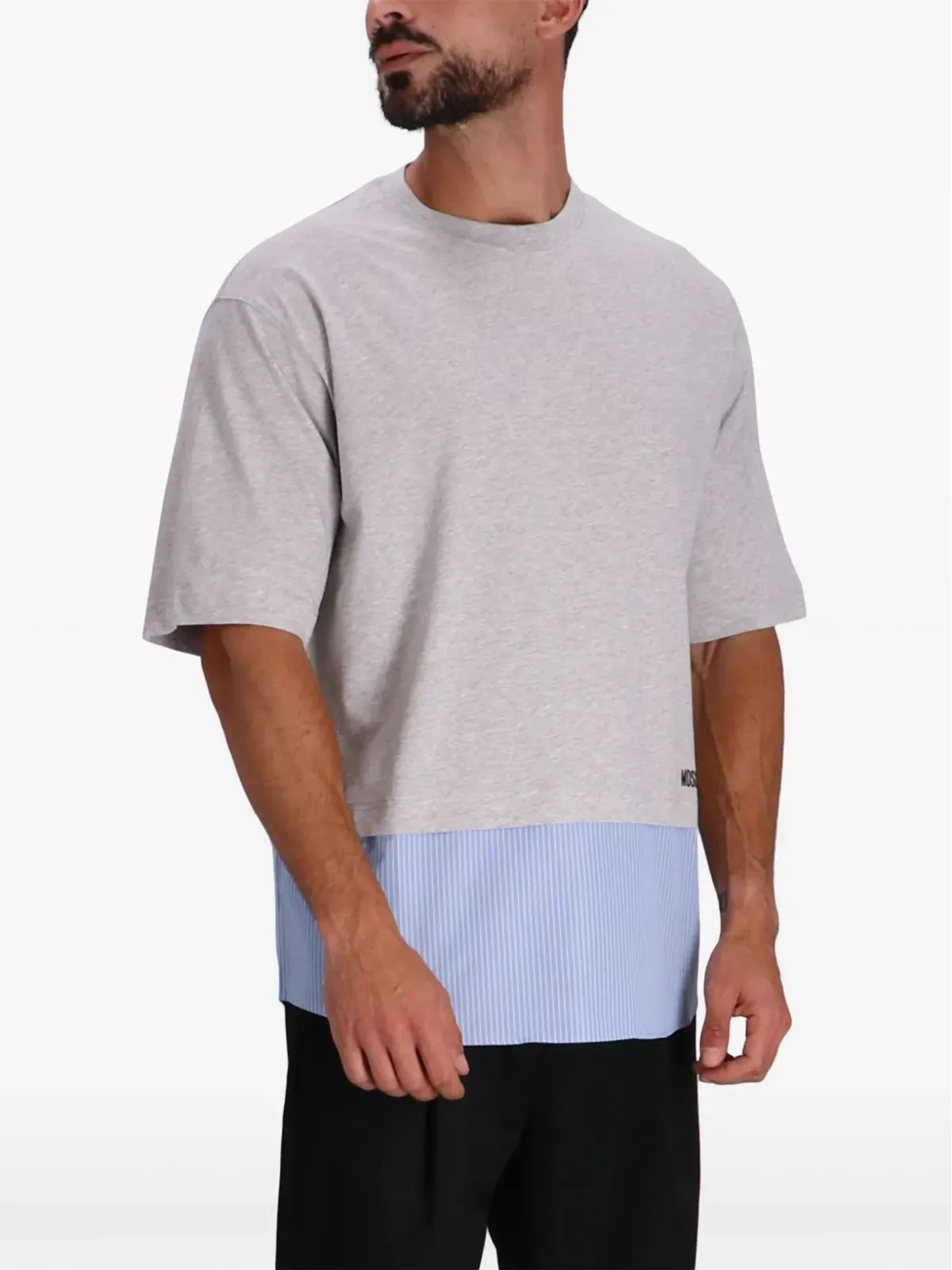 Moschino ツートーン ロゴプリント Tシャツ グレー - 画像3