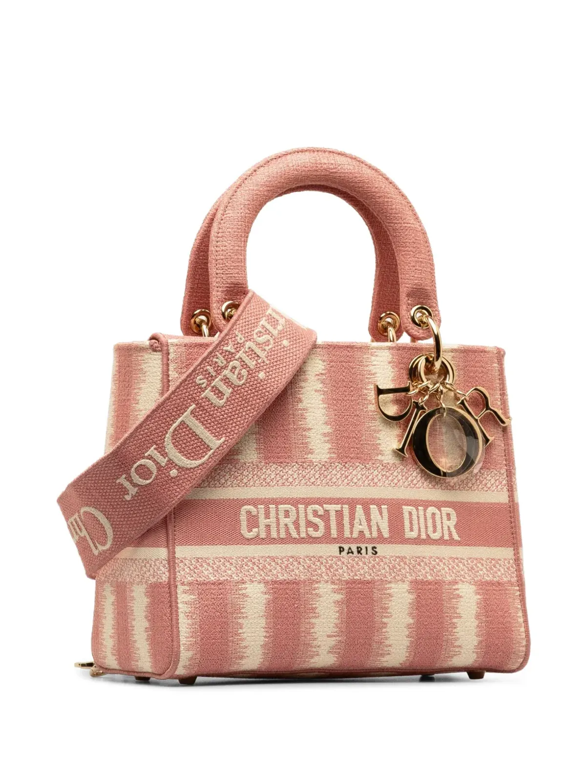 Christian Dior ビンテージ 2021年 ミディアム D-Stripes Lady D-Lite サッチェル ピンク - 画像3