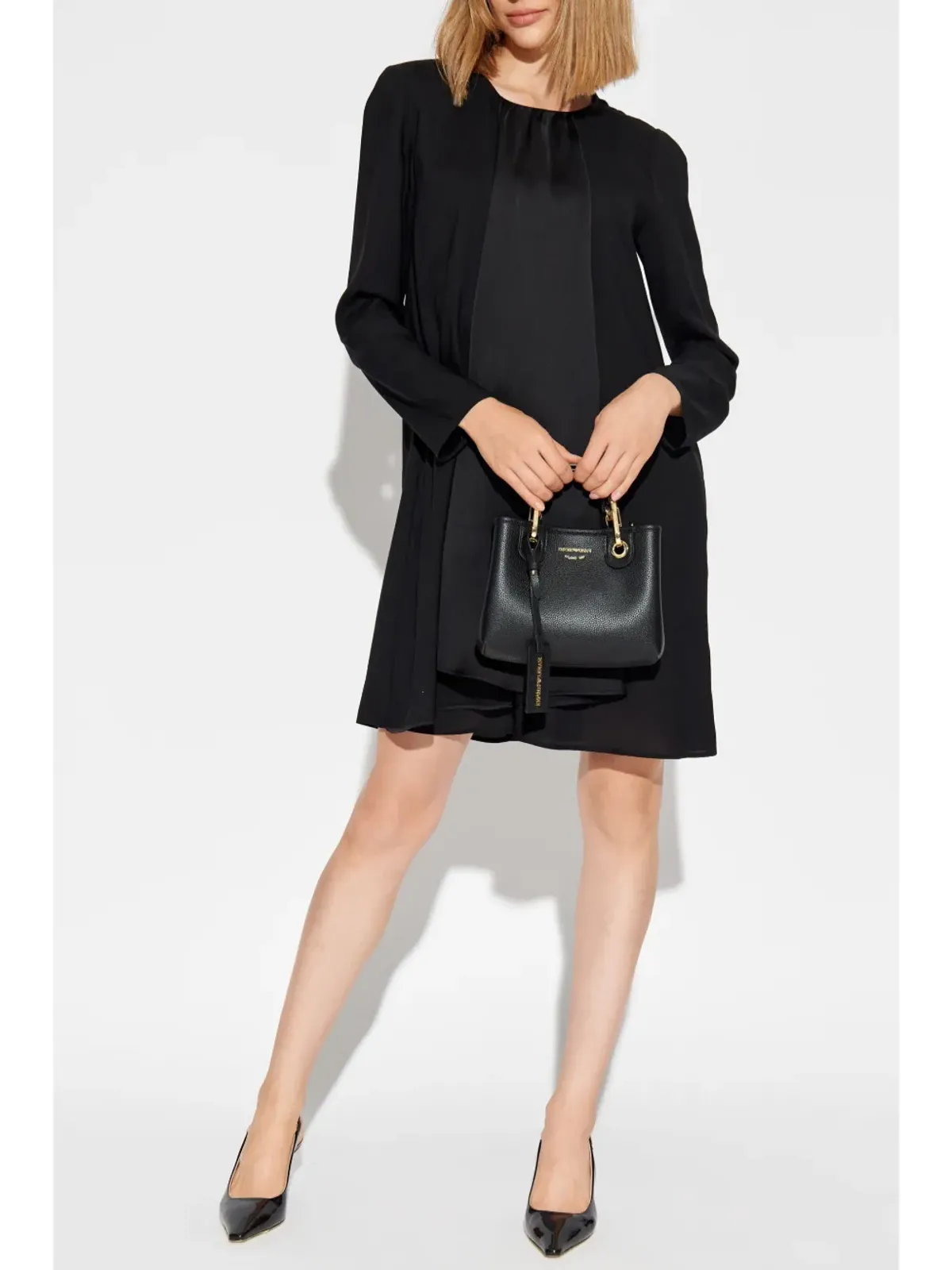 Emporio Armani ラッフルディテール サテン ドレス - ブラック - 画像2