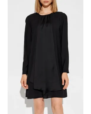 Emporio Armani ラッフルディテール サテン ドレス - ブラック - サムネイル3