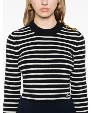 AMI Paris リブ編みストライプ柄ニットセーター ブルー - サムネイル5