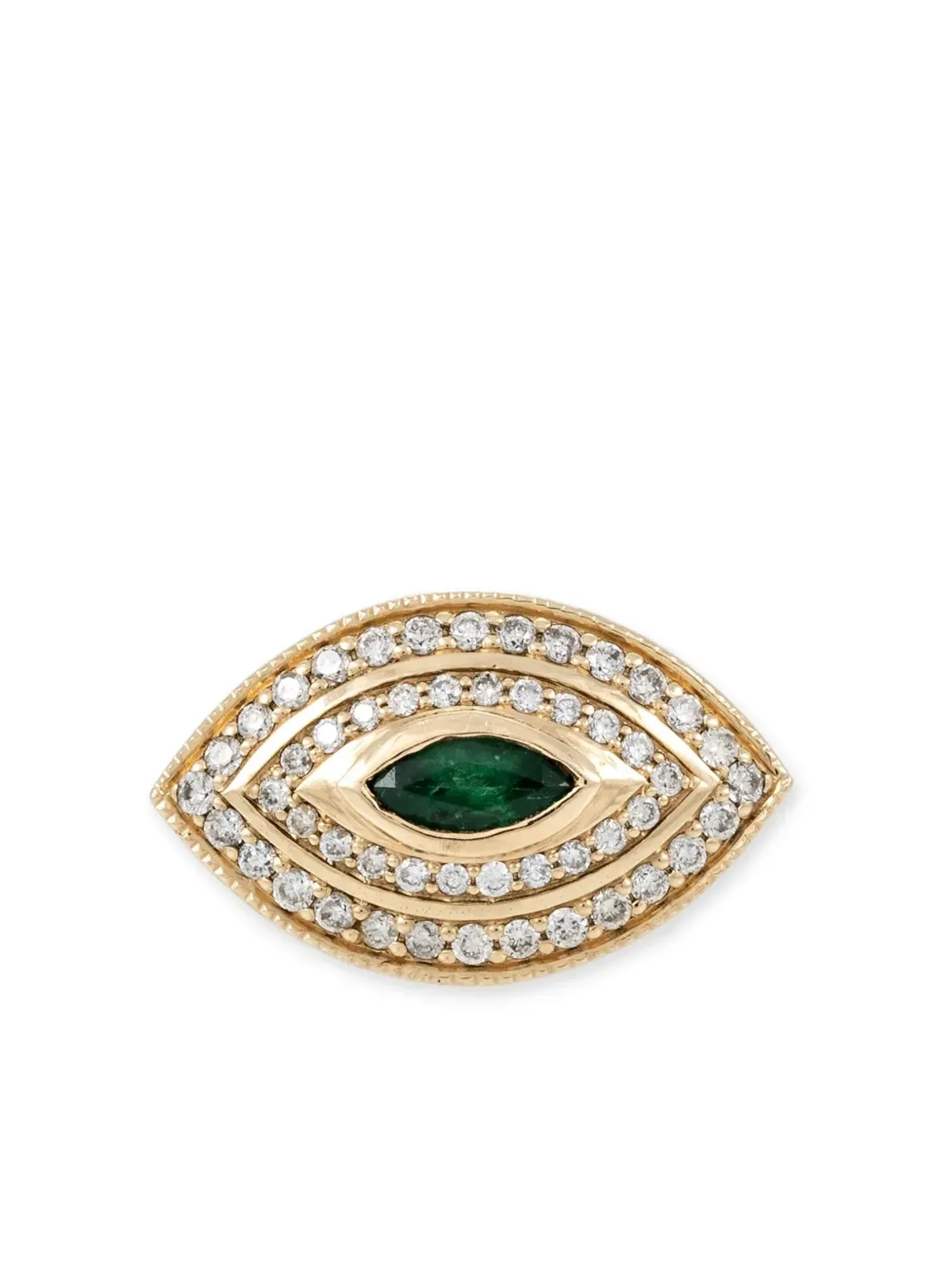 Jacquie Aiche 14kt イエローゴールド ヘイローアイ ダイヤモンドとエメラルド リング - 画像2