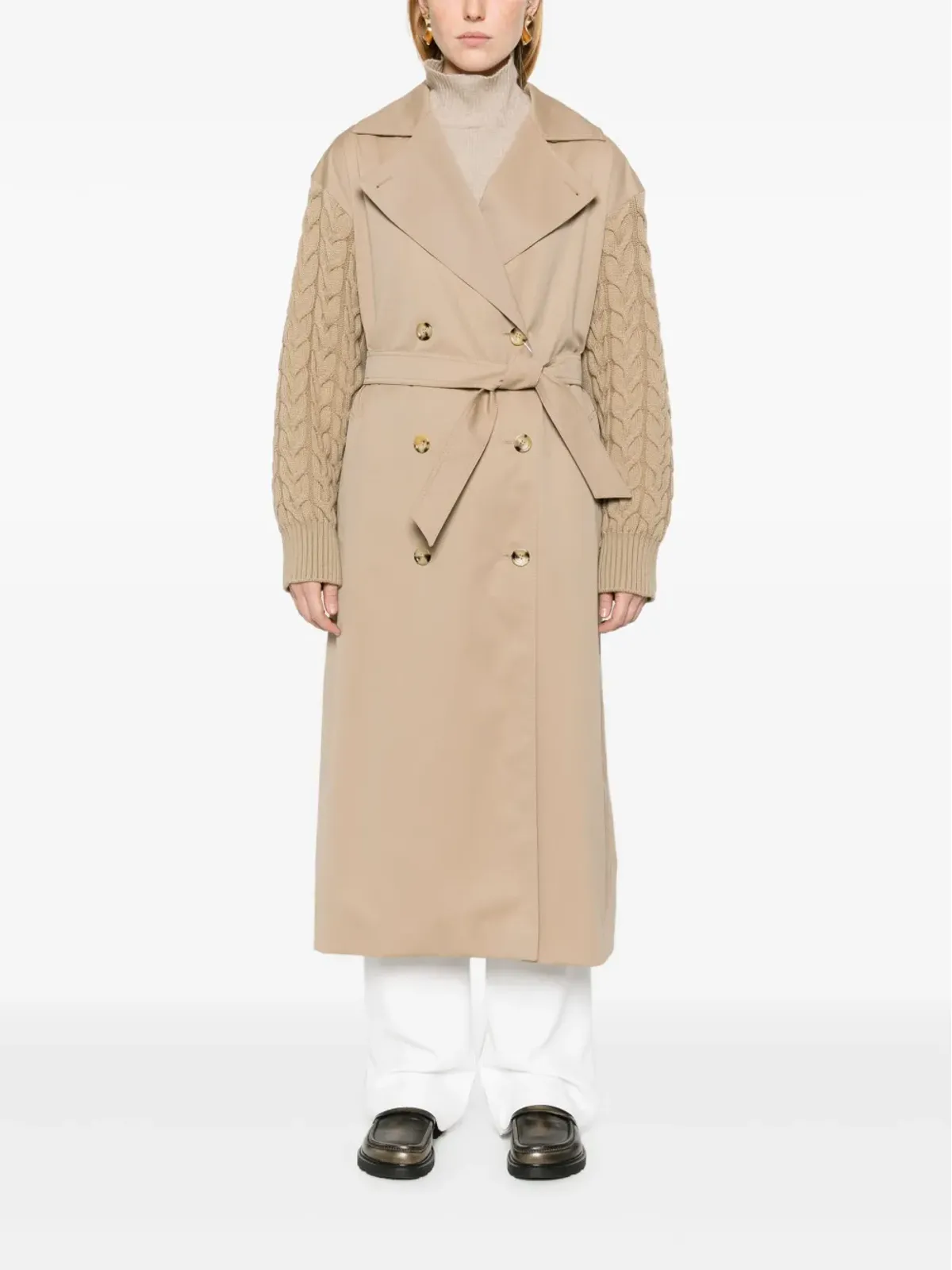 Max Mara 撥水性ギャバジン トレンチコート ブラウン - 画像2