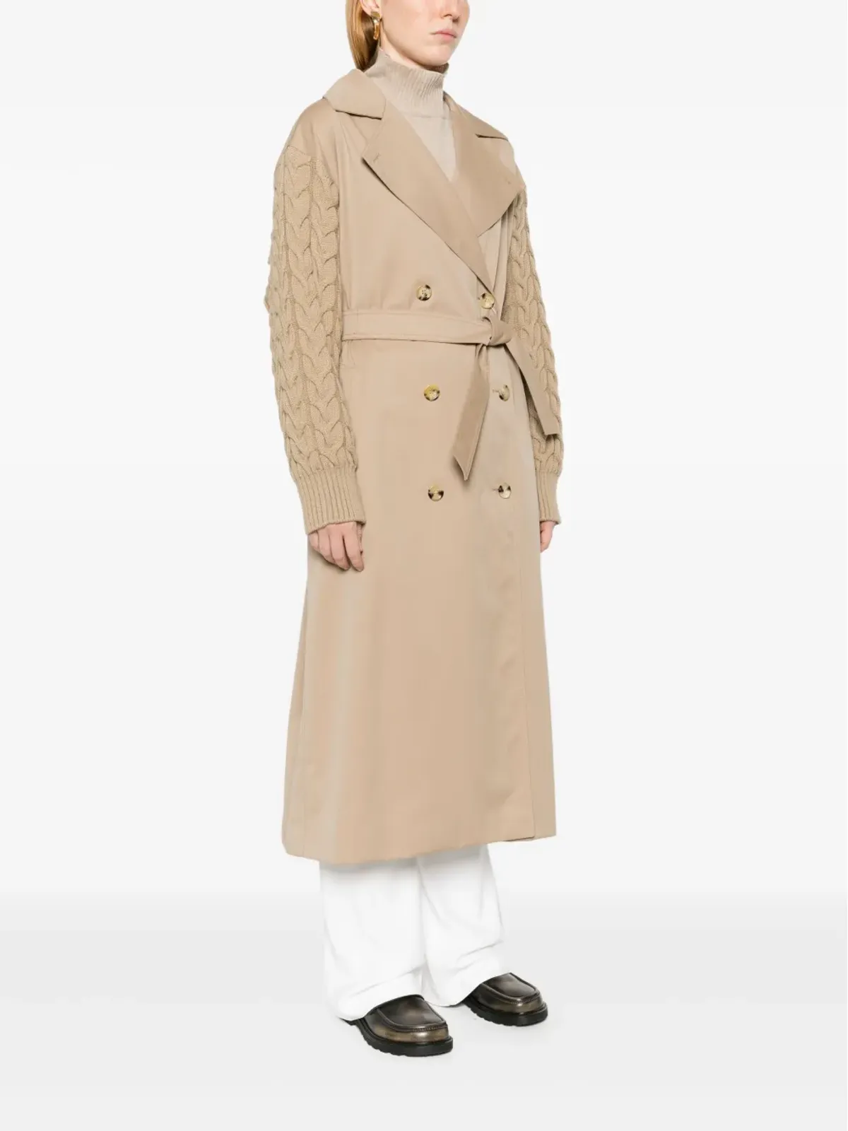 Max Mara 撥水性ギャバジン トレンチコート ブラウン - 画像3