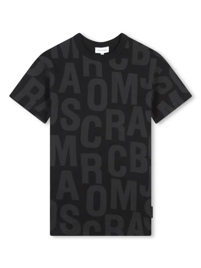 Marc Jacobs Kids Marc Jacobs Kids ブラックの全体ロゴプリントドレスの商品画像
