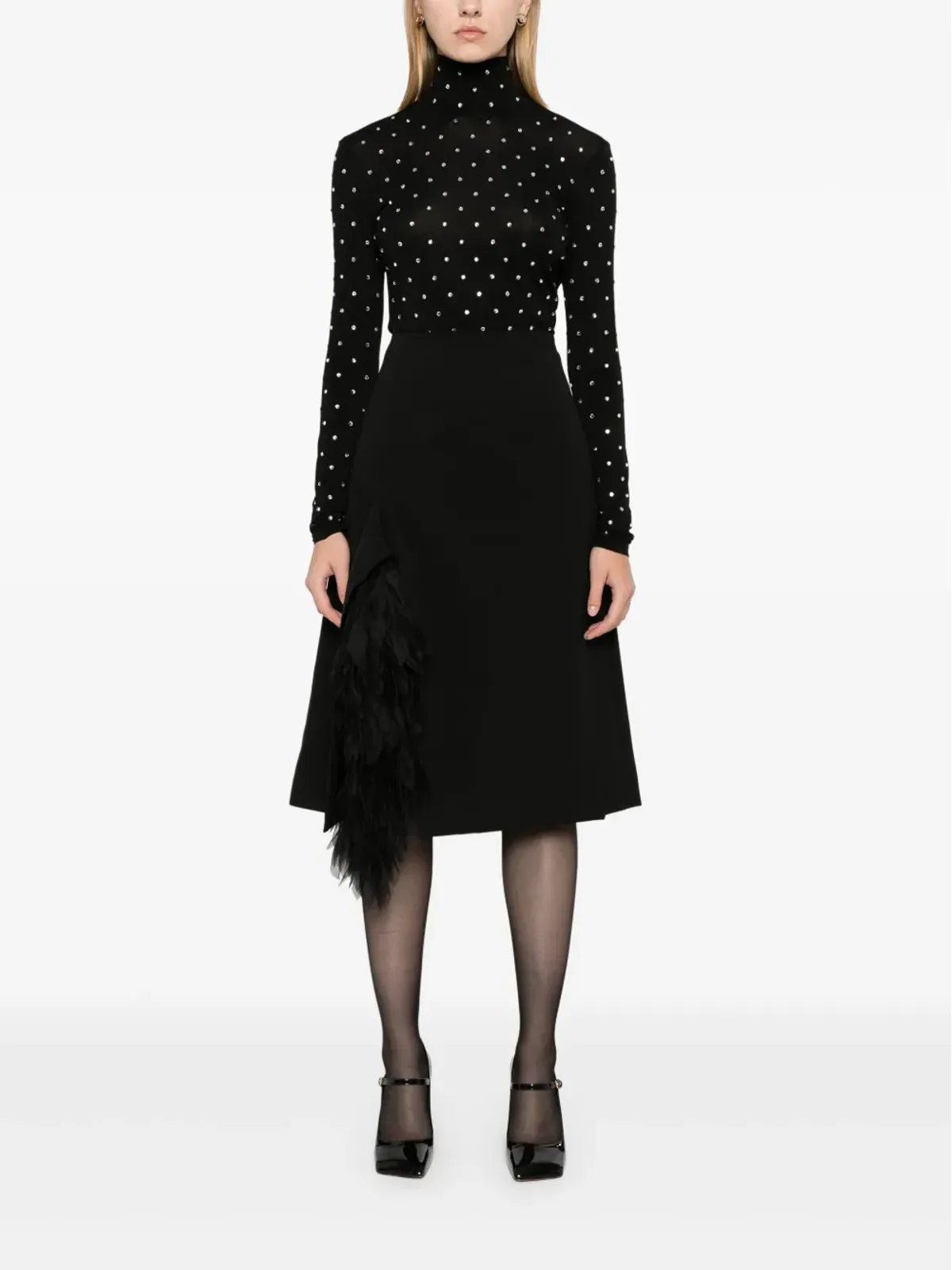 Stella McCartney アップリケディテール ミディスカート ブラック - 画像2