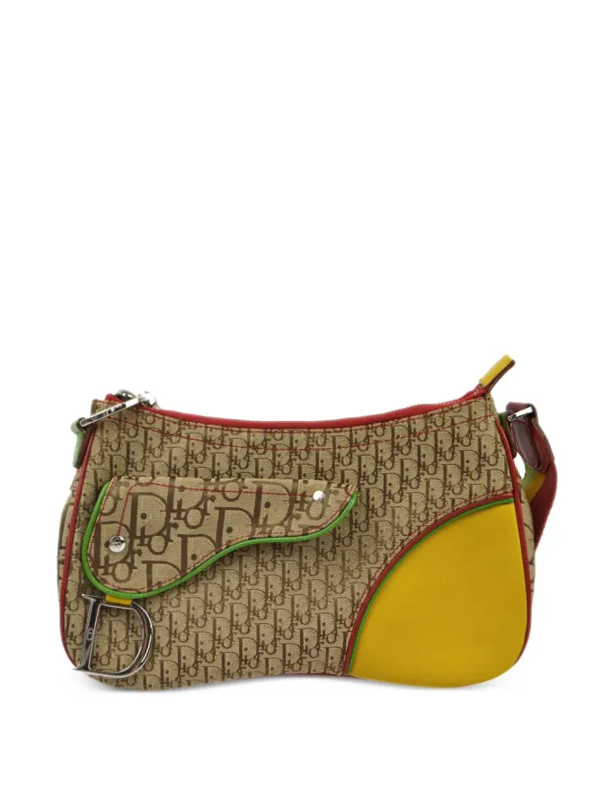 Christian Dior Pre-Owned ビンテージ Christian Dior バッグ 2004年 ラスタカラー トロッター・サドルショルダーバッグ ブラウンの商品画像
