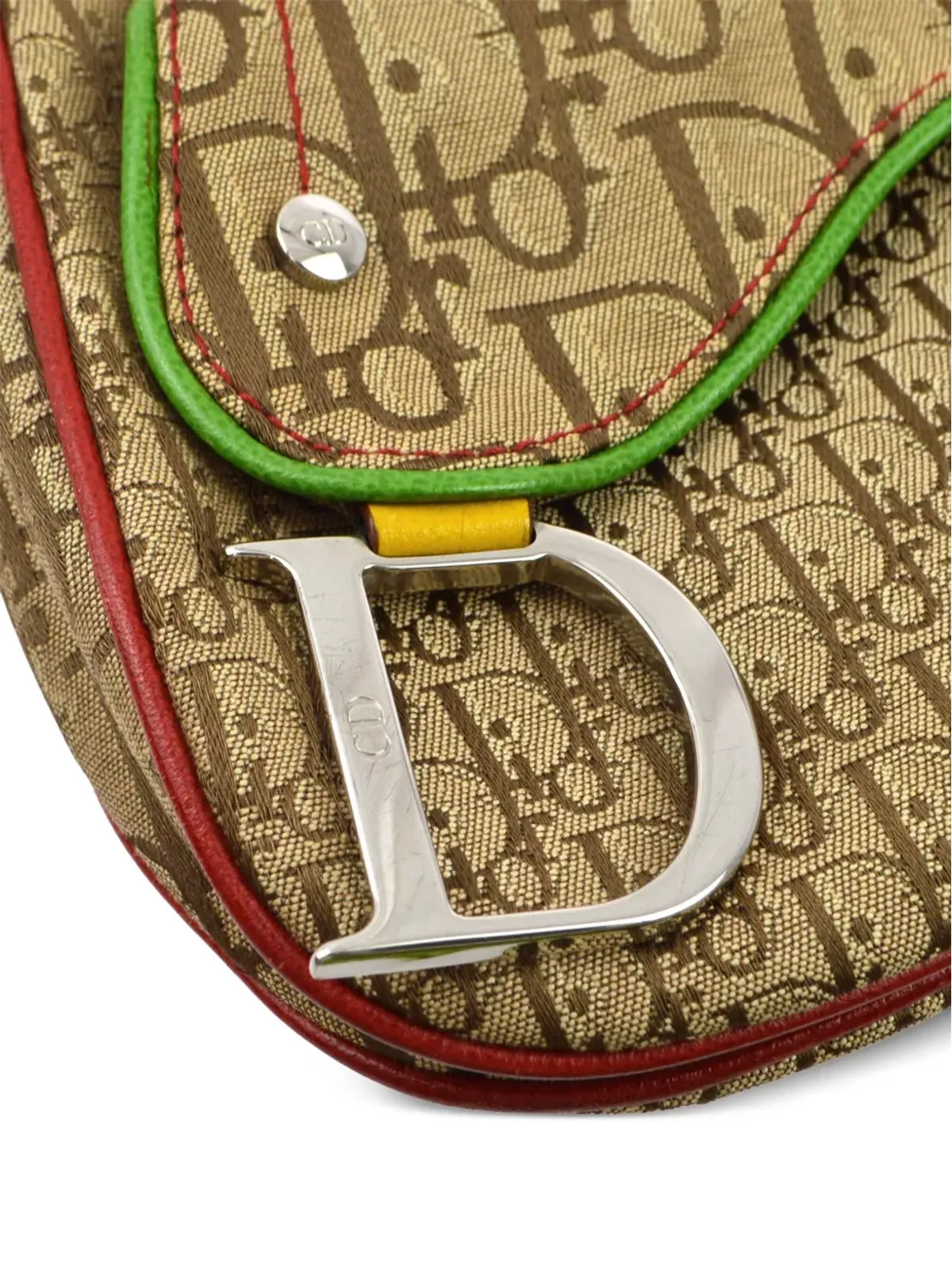 ビンテージ Christian Dior バッグ 2004年 ラスタカラー トロッター・サドルショルダーバッグ ブラウン - 画像5