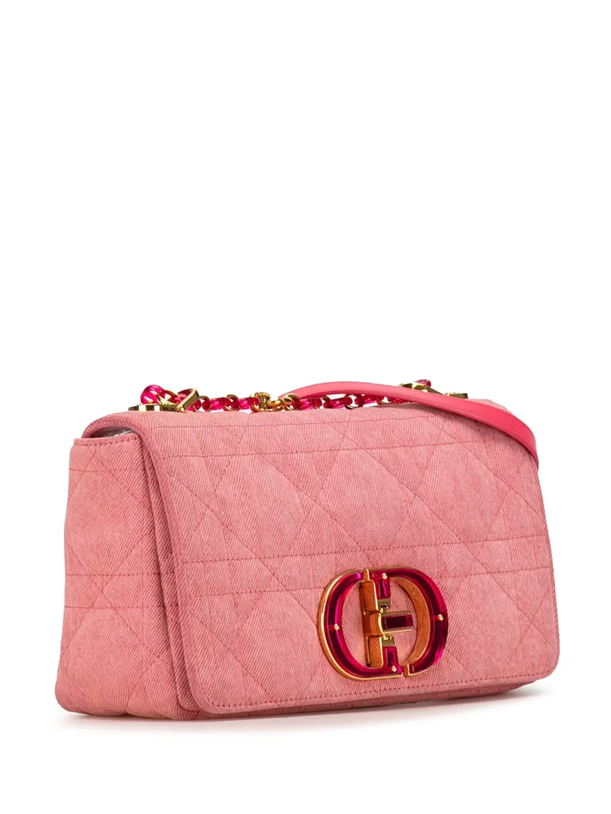 Christian Dior ビンテージ 2022 ミディアム マクロカナージュ デニム カロ クロスボディ バッグ - ピンク - 画像3