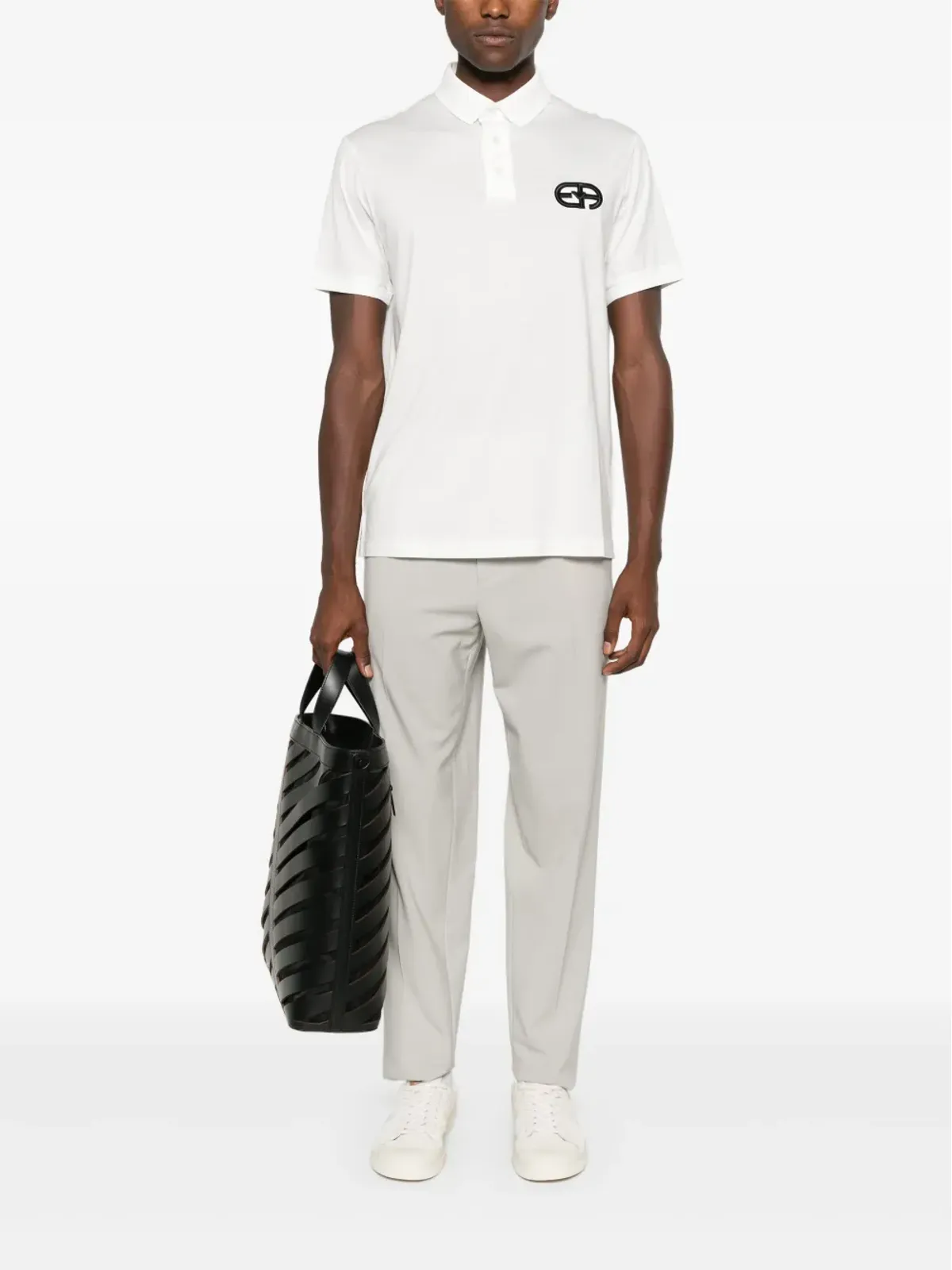 Emporio Armani ASV ジャージー ポロシャツ 白 - 画像2