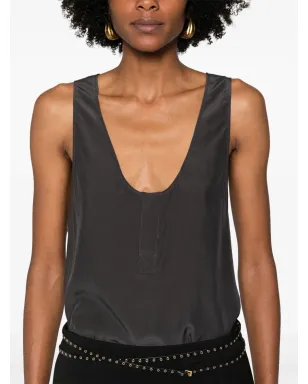 Saint Laurent ヘンリーネック シルク タンクトップ - グレー - サムネイル5