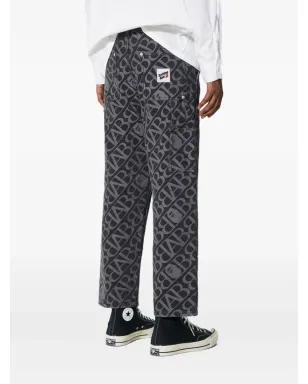 A BATHING APE® ロゴパターン カーペンタージーンズ ブラック - サムネイル4