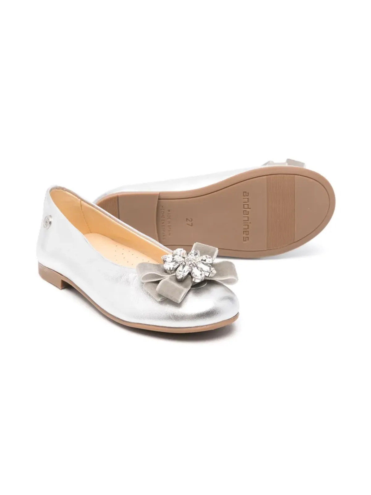 ANDANINES crystal-detail ballet flats - Silver - 画像2