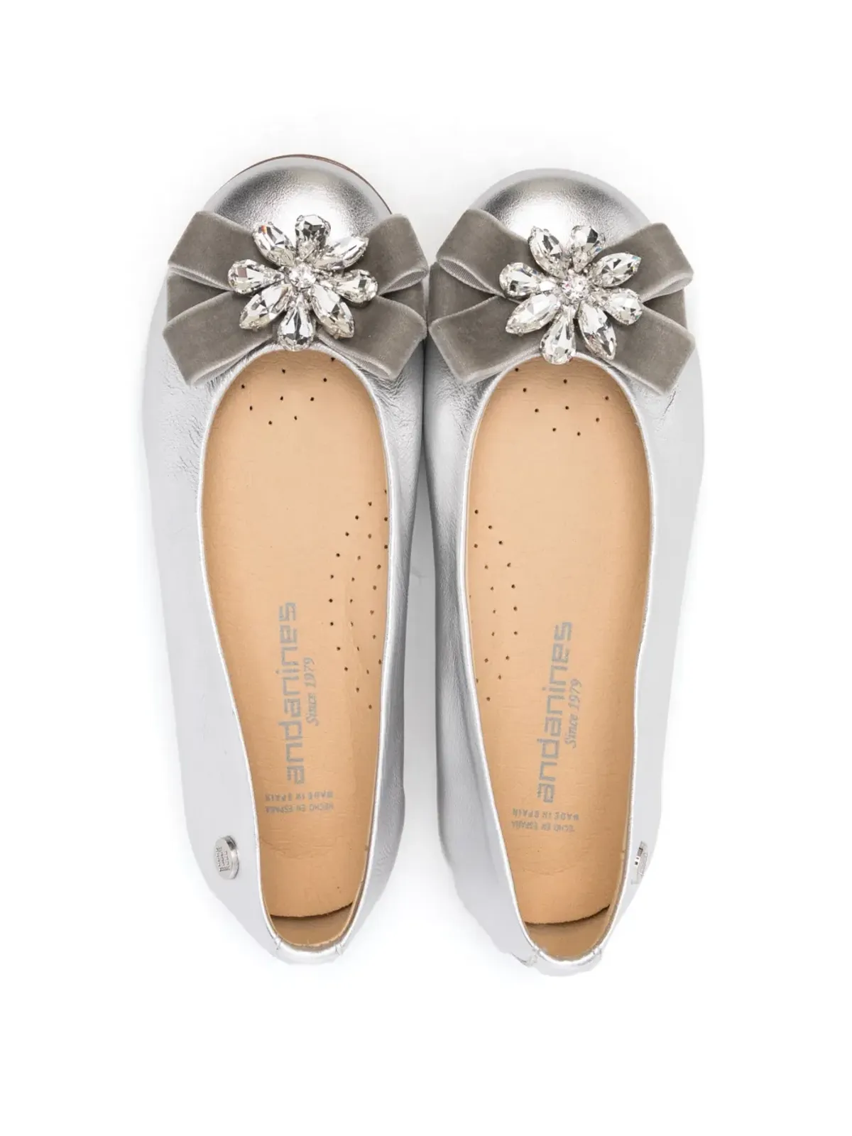ANDANINES crystal-detail ballet flats - Silver - 画像3