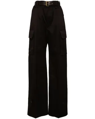 Saint Laurent ロゴ刺繍パンツ - ブラウン - サムネイル1