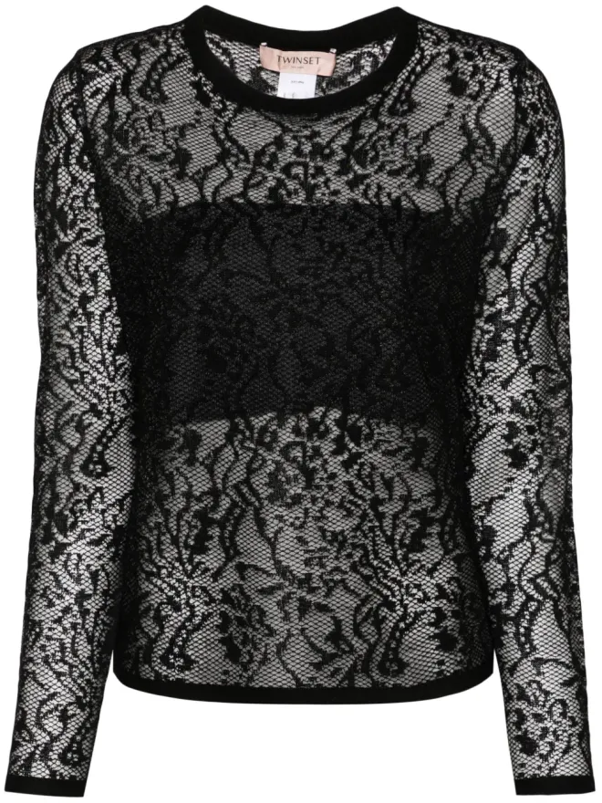 TWINSET TWINSET レース風ジャカードトップス ブラックの商品画像