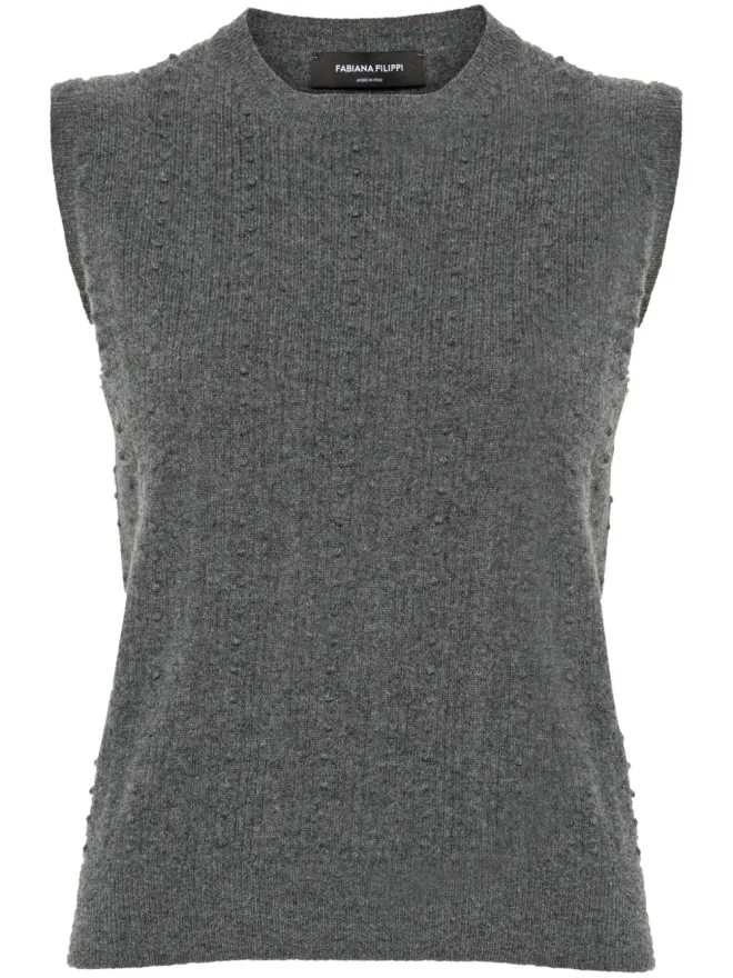 Fabiana Filippi Fabiana Filippi バブルステッチ編みベスト - グレーの商品画像