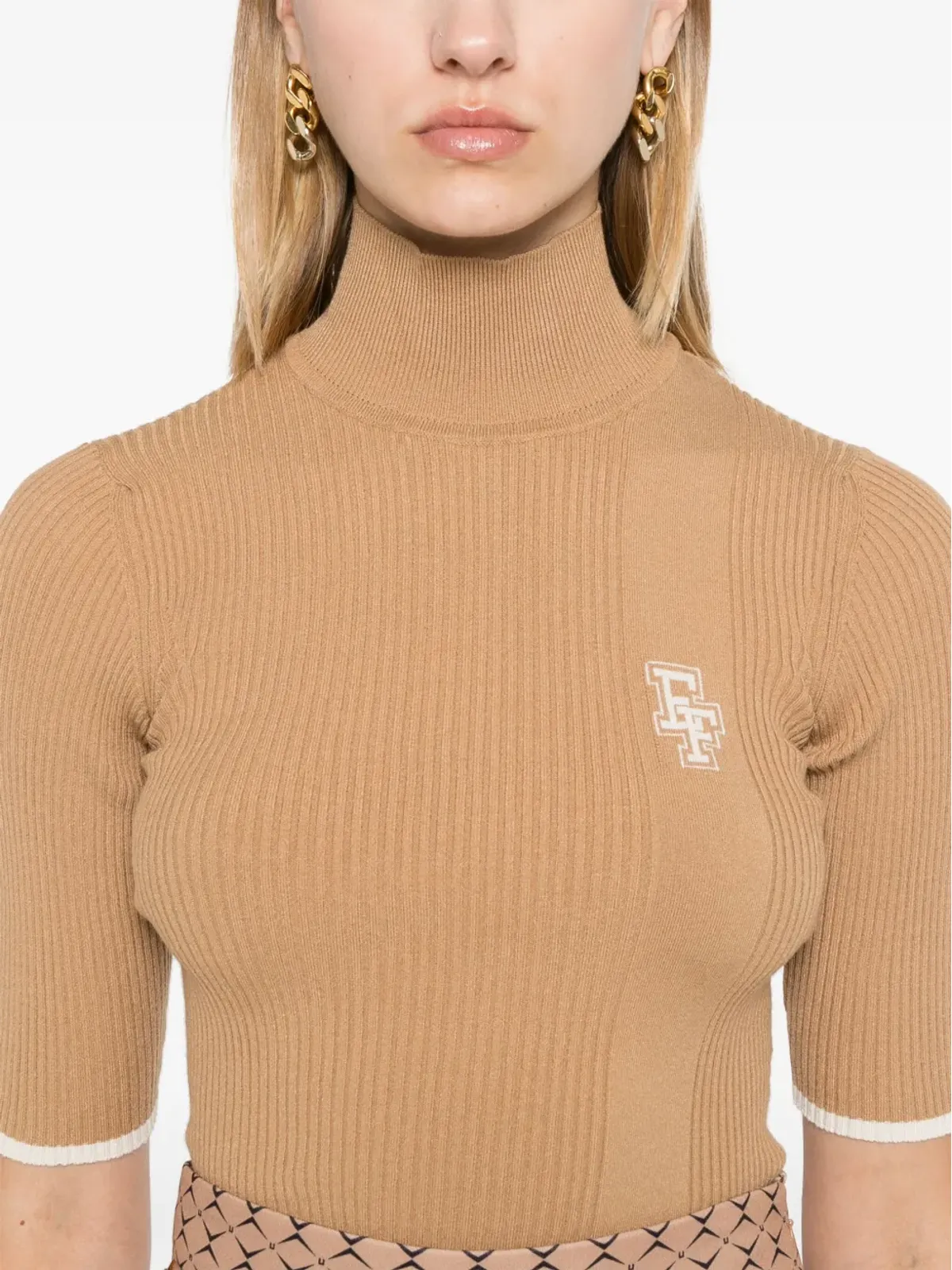 Elisabetta Franchi タートルネック編みトップ - ニュートラルカラー - 画像5