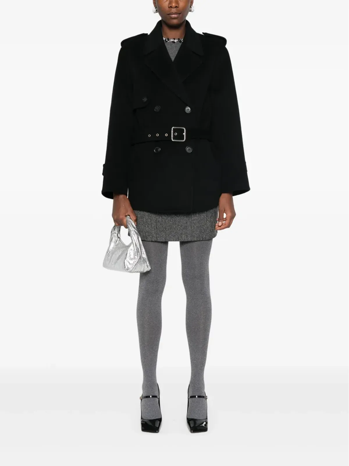 PINKO ダブルブレスト ベルト付き コート - 画像2