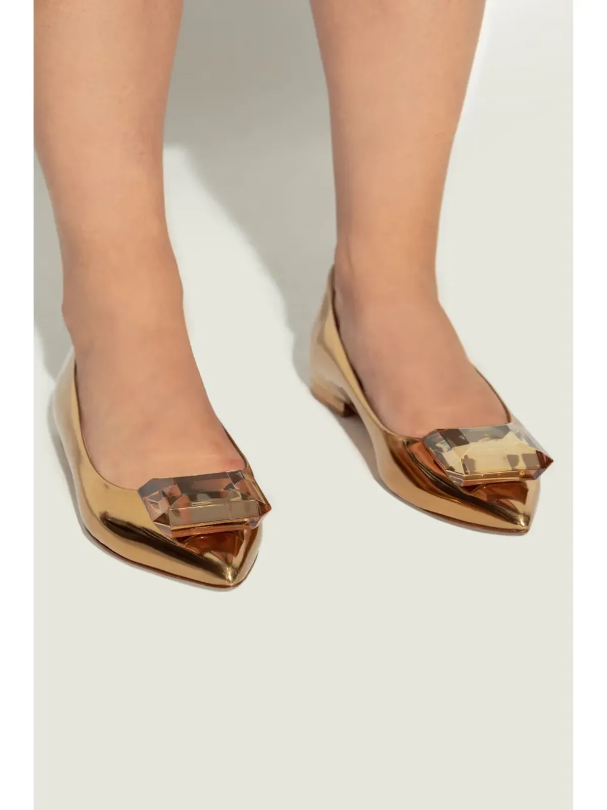 Gianvito Rossi 10mm ジェム付きバレリーナ - ゴールド - 画像2
