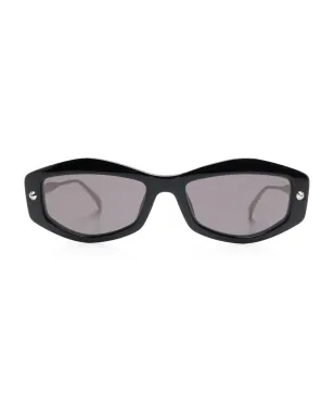 Alexander McQueen Eyewear 幾何学的スパイクスタッズサングラス - ブラック - サムネイル1