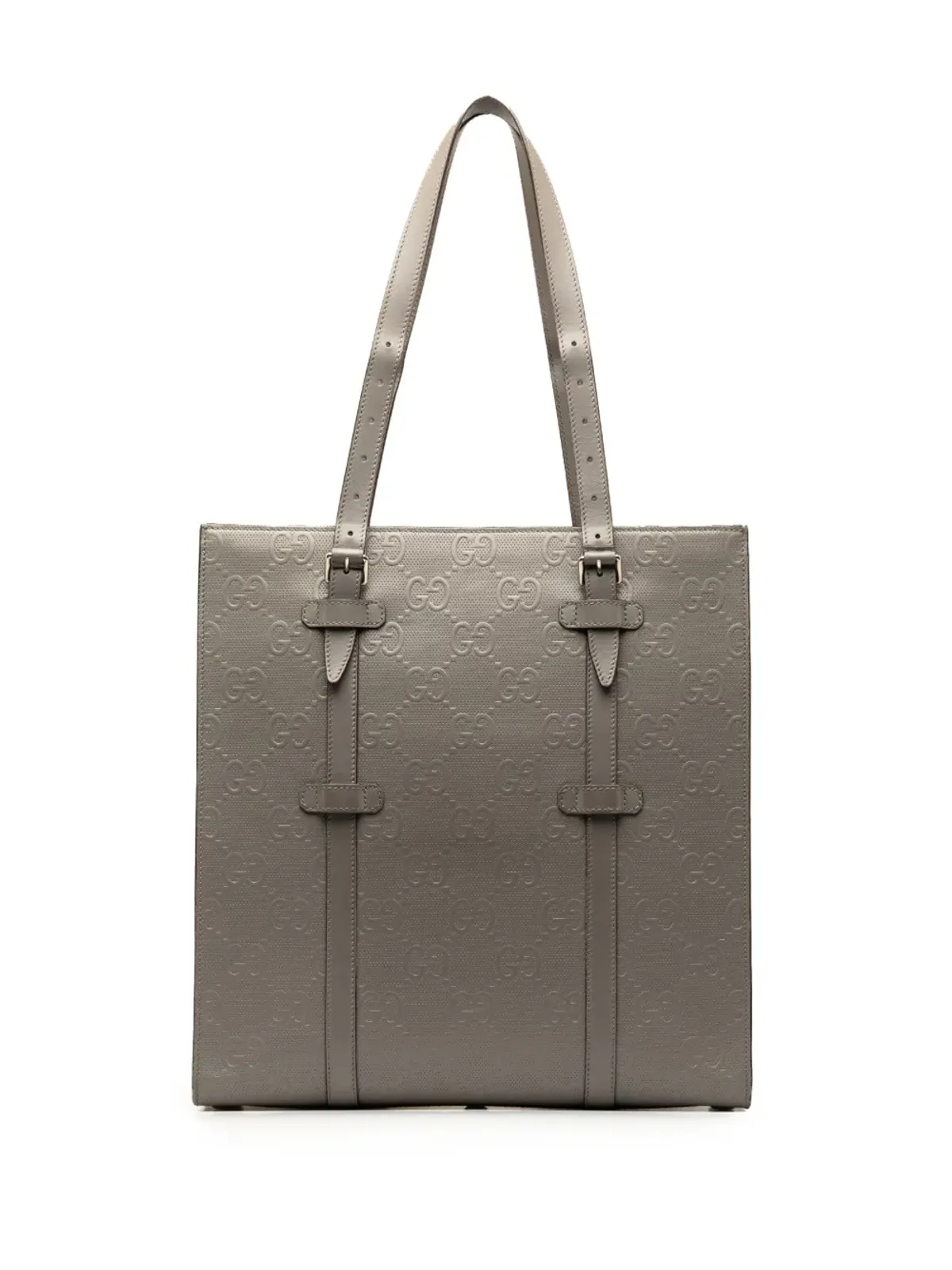 Gucci ビンテージ 2016-2023年 GGエンボス加工レザー 縦型トートバッグ - グレー - 画像2