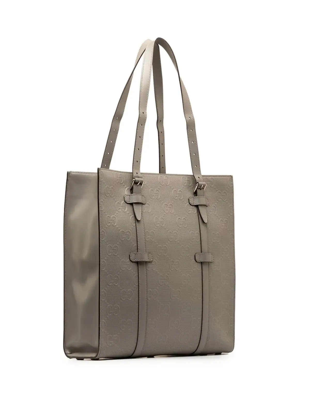Gucci ビンテージ 2016-2023年 GGエンボス加工レザー 縦型トートバッグ - グレー - 画像3