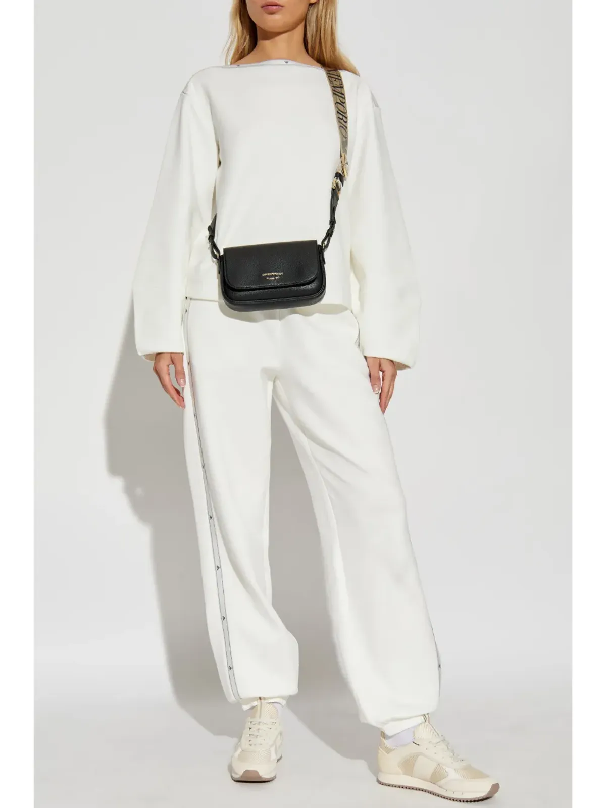 Emporio Armani ロゴディテール入りストレッチコットン トラックパンツ - White - 画像2