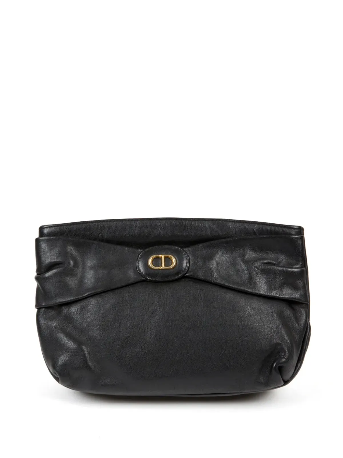 Christian Dior ビンテージ 1980年頃 レザー クラッチ バッグ ブラック - 画像1