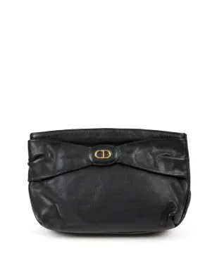 Christian Dior ビンテージ 1980年頃 レザー クラッチ バッグ ブラック - サムネイル1