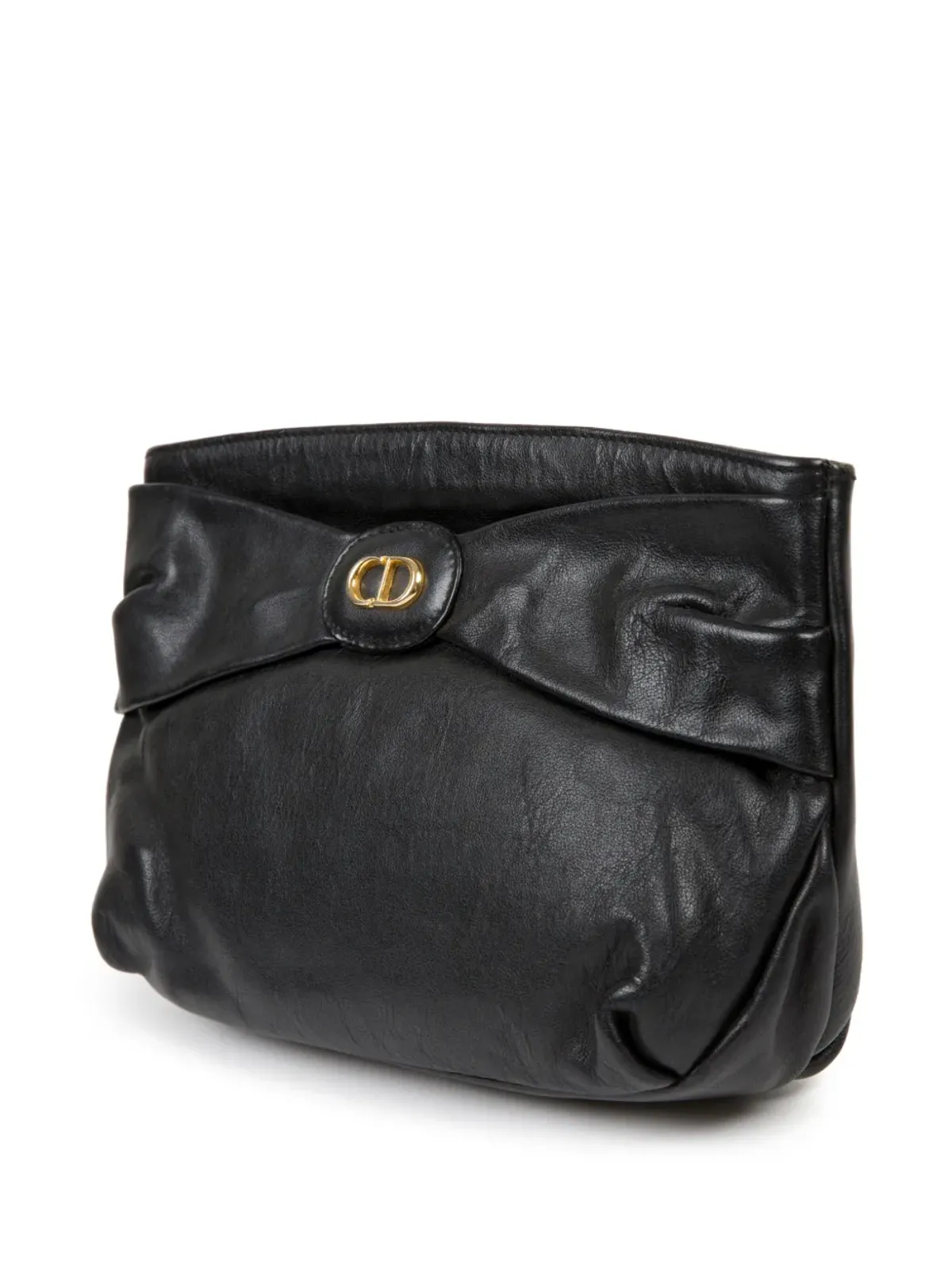 Christian Dior ビンテージ 1980年頃 レザー クラッチ バッグ ブラック - 画像3