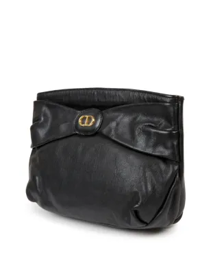 Christian Dior ビンテージ 1980年頃 レザー クラッチ バッグ ブラック - サムネイル3