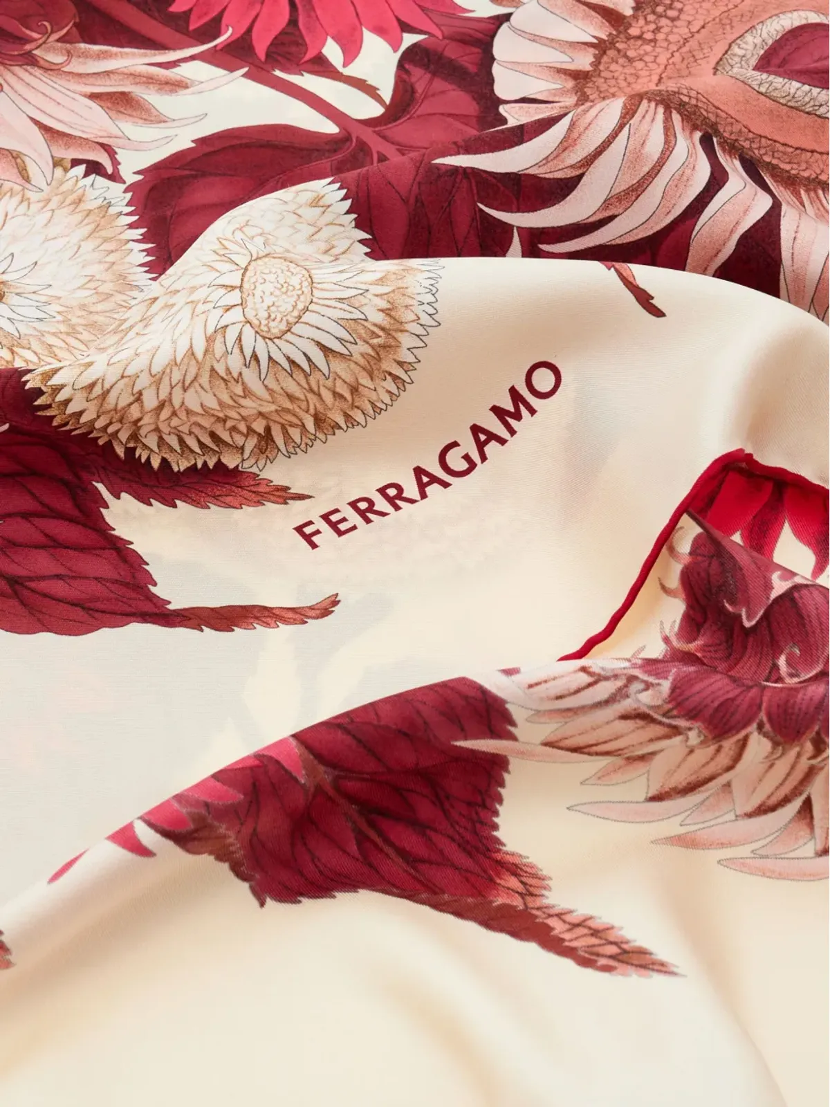 Ferragamo サンフラワープリント シルクスカーフ - 画像2