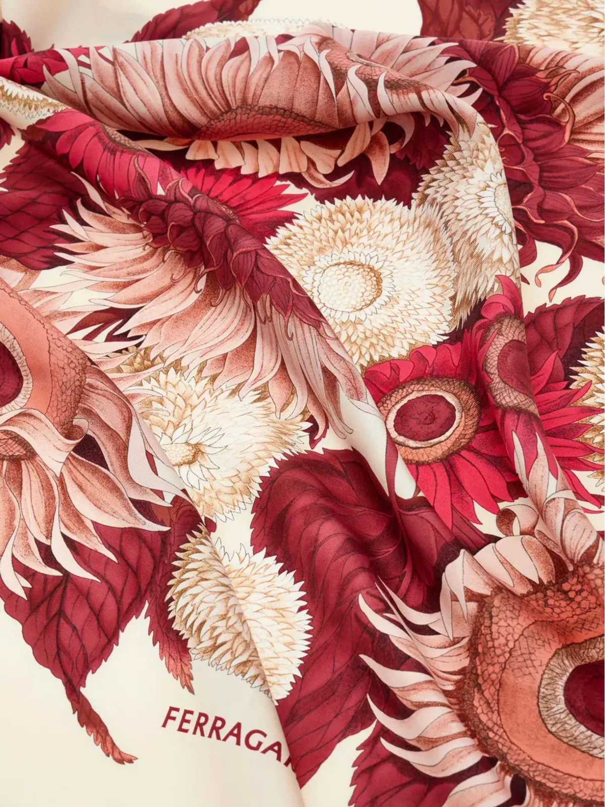 Ferragamo サンフラワープリント シルクスカーフ - 画像3