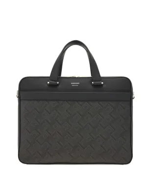 Ferragamo ロゴスタンプ レザー ブリーフケース グレー - サムネイル1