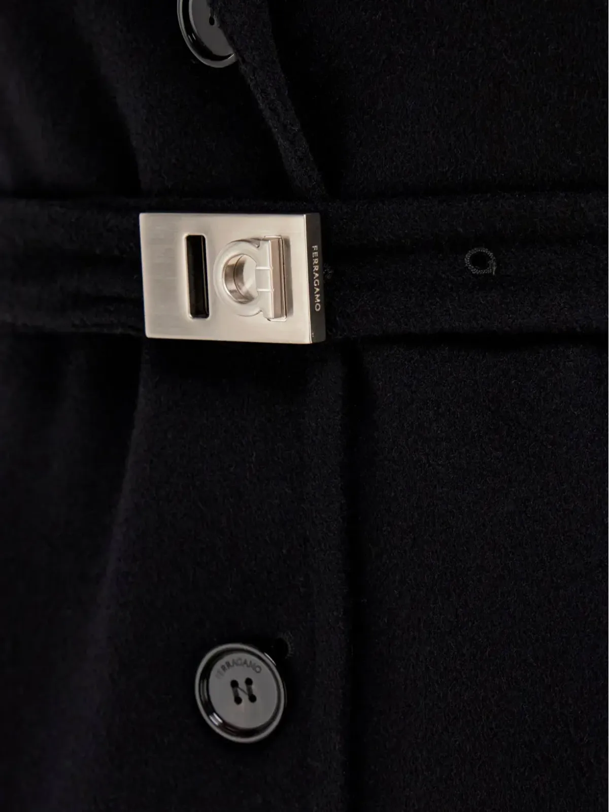 Ferragamo ウール混コート ブラック - 画像5