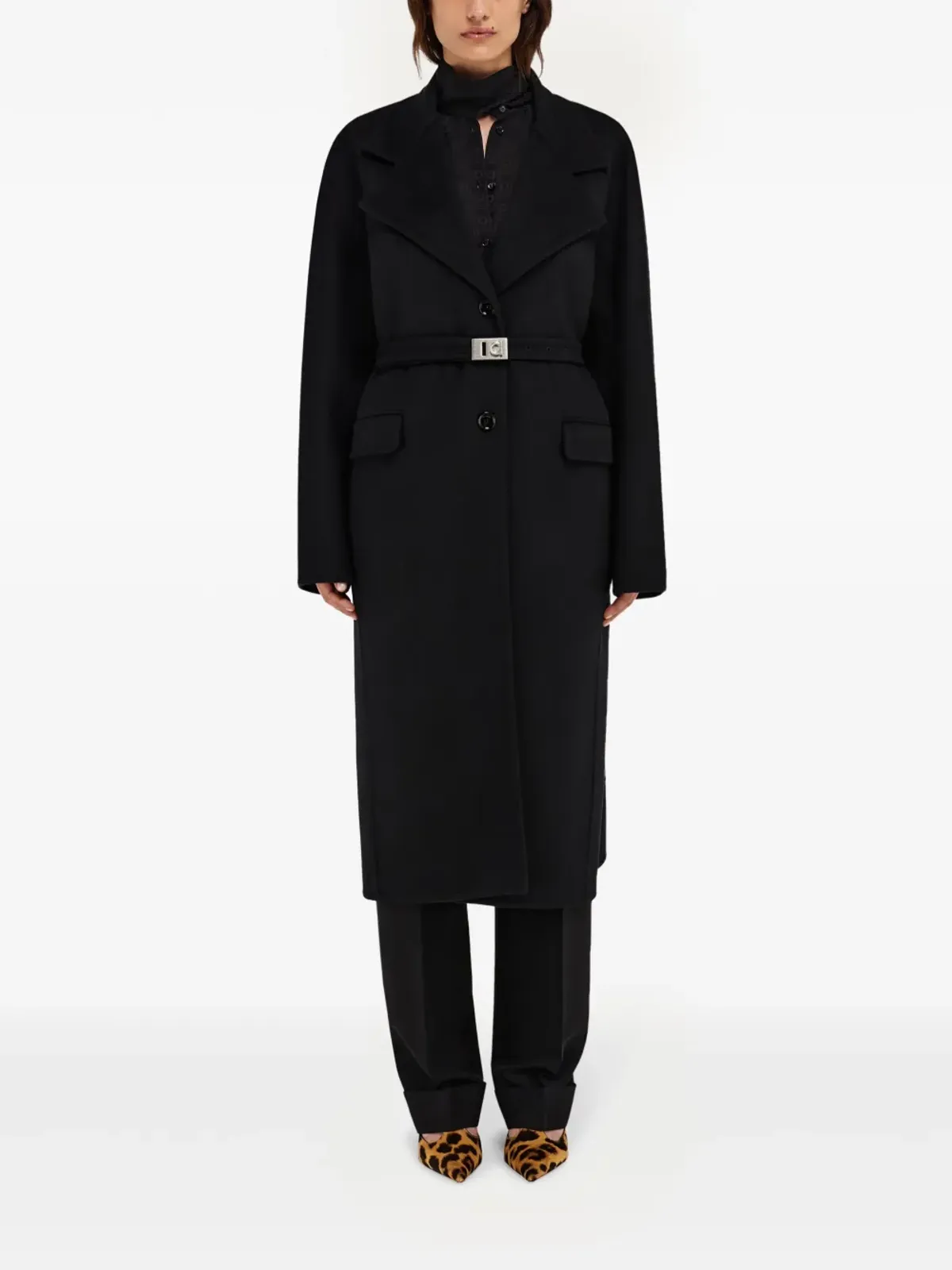 Ferragamo ウール混コート ブラック - 画像2